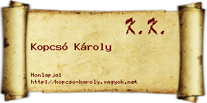 Kopcsó Károly névjegykártya